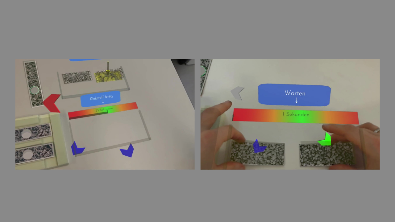 Pfeile und Textfelder sind digital eingeblendet