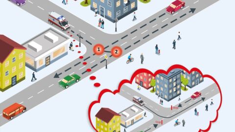 digitale bunte Stadt mit Verkehr