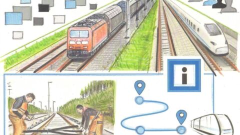 Zeichnung von Bahngleisen und dessen Aus- und Neubaustrecken.