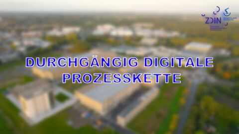 Ein Drohnenbild mit der Überschrift Durchgängig digitale Prozesskette