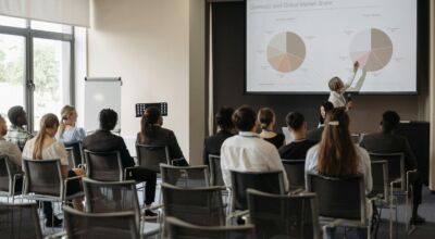 Eine Frau hält einen Vortrag