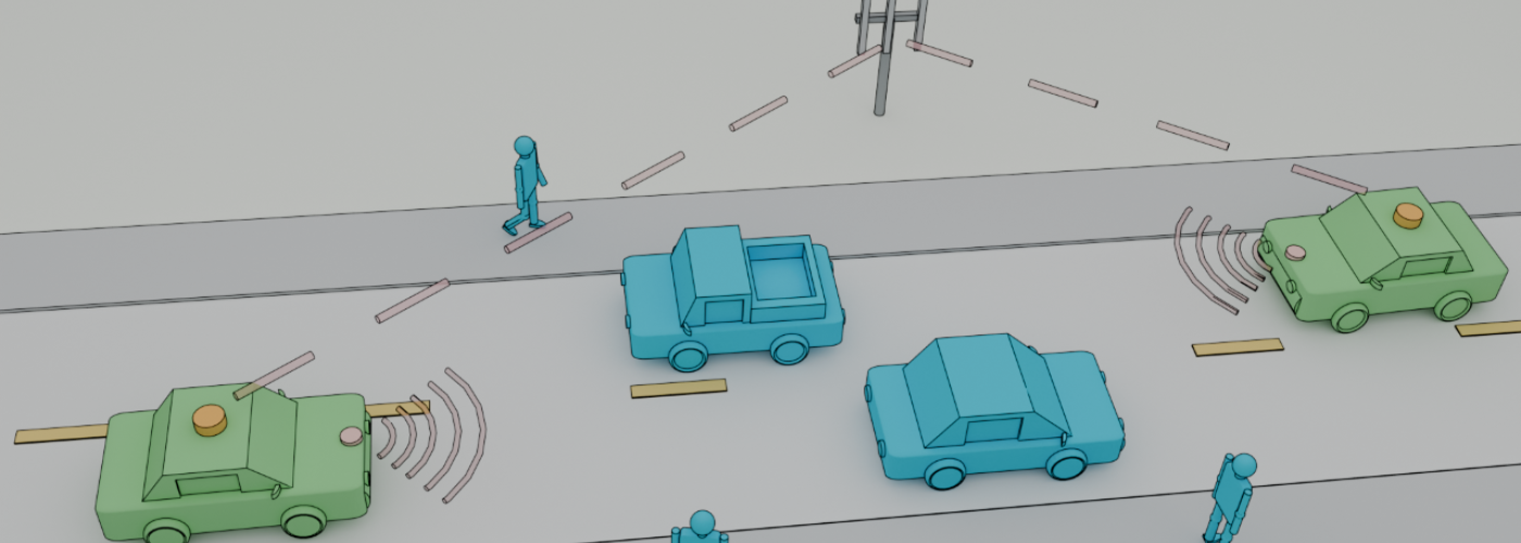 Modellierte digitale Verkehrssituation, Autos haben Sensorsysteme