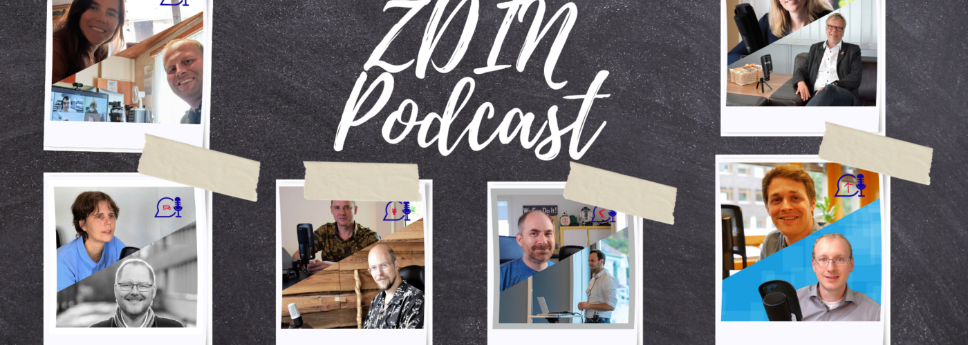 Eine Collage mit Polaroids der Gäste des Podcasts