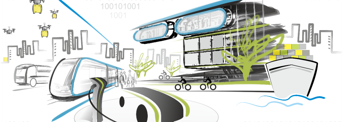 KI-generierte gezeichnete Mobilitätsangebote der Zukunft